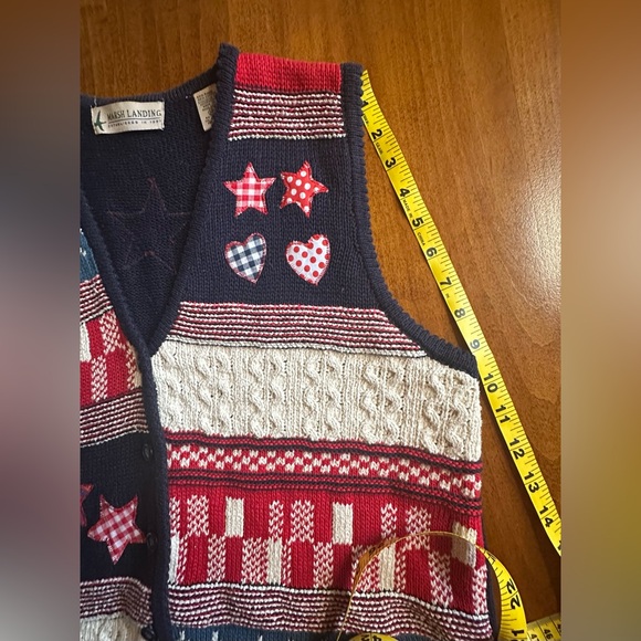 Marsh Landing•button-down sweater vest•size medium•cotton•patchwork/knit/quilt - Picture 11 of 14